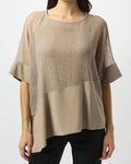 Haut Cocon en Tricot Soyeux et Résille Beige - Joseph Ribkoff