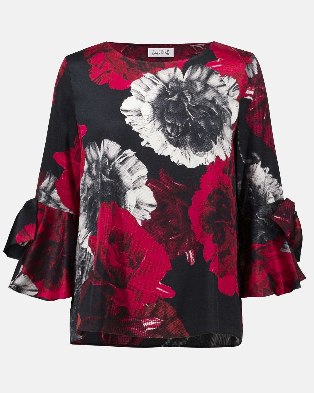 Recycled Satin Floral Print Straight Top - Joseph Ribkoff