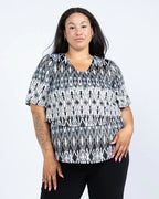 Aztec Lillie Short Sleeve Layered Top - Black LABB