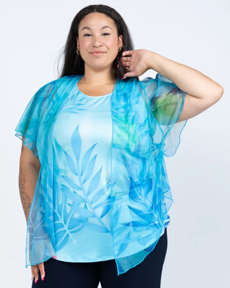 Perfect Ocean Oasis Short Sleeve Mesh Shrug - Black LABB