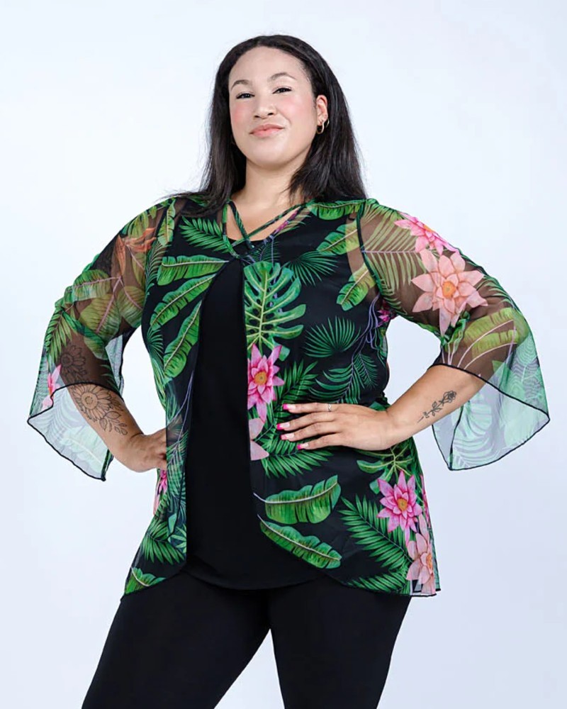 Tropical Fern Criss Cross Overlay - Black LABB