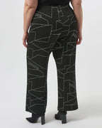 Jacquard Knit Abstract Print Wide-Leg Pants - Joseph Ribkoff