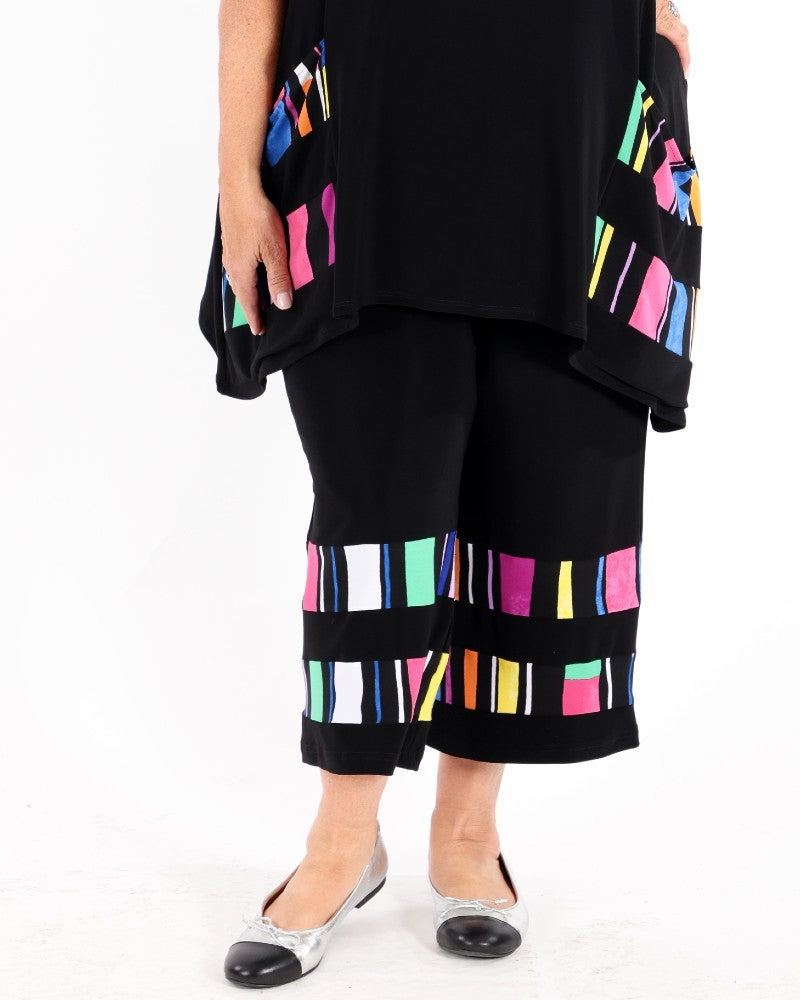 Silky Knit Stripe Print Culotte Pants - Joseph Ribkoff