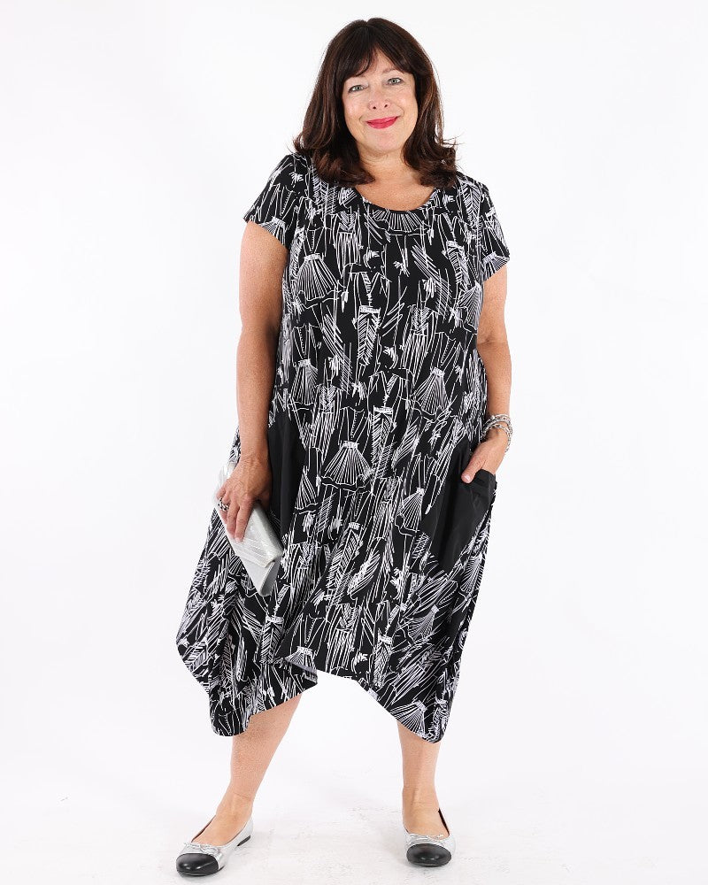 Silky Knit Conversational Print Cocoon Dress - Joseph Ribkoff