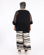 Mesh And Silky Knit Cocoon Black Top - Joseph Ribkoff