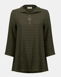 Textured Knit A-Line Tunic Khaki - Joseph Ribkoff