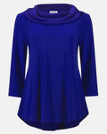 Haut évasé à col bénitier en tricot satiné & satin Saphir Royal - Joseph Ribkoff