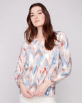 Printed V-Neck Chevron Sweater - Charlie B