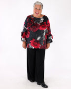 Recycled Satin Floral Print Straight Top - Joseph Ribkoff