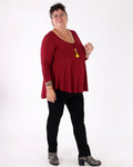 red basic long-sleeved top - Mat