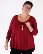 red basic long-sleeved top - Mat