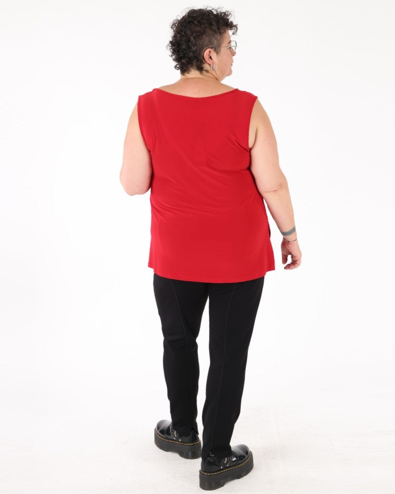 Silky Knit Scoop Neck red camisole - Joseph Ribkoff