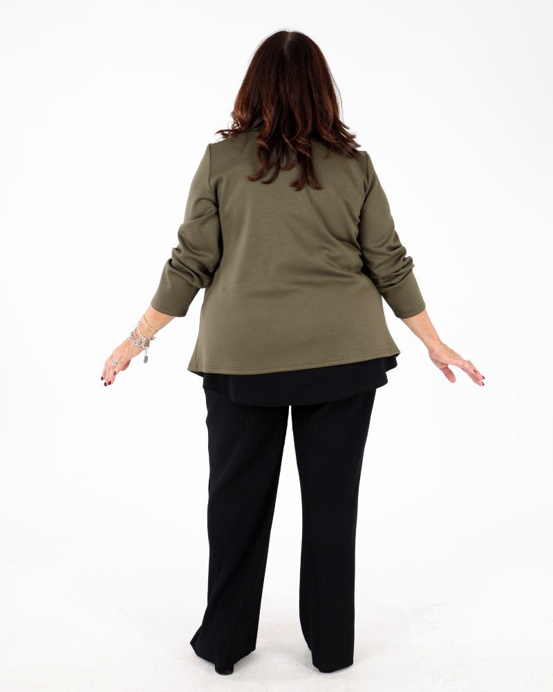 Scuba Jersey Trapeze Jacket Khaki - Joseph Ribkoff