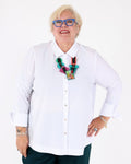 Stretch Poplin Button-Front Boxy Blouse - Joseph Ribkoff