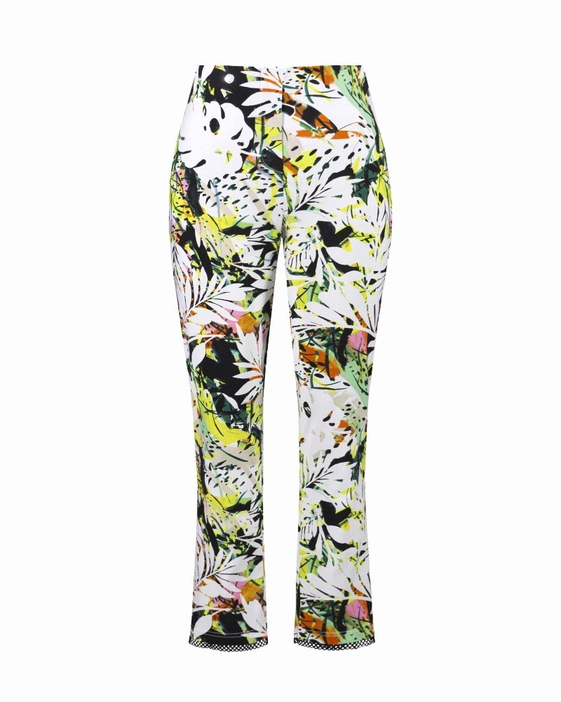 Pantalon Millennium à enfiler à imprimé tropical avec détail en résille - Joseph Ribkoff