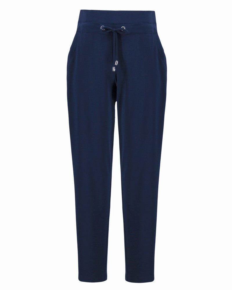 Pantalon jogger à enfiler en maille soyeuse avec cordon de serrage indigo - Joseph Ribkoff