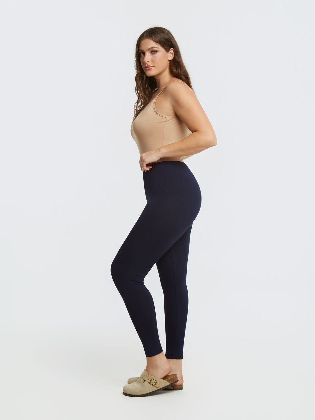 Navy Blue Basic viscose leggings -  Mat