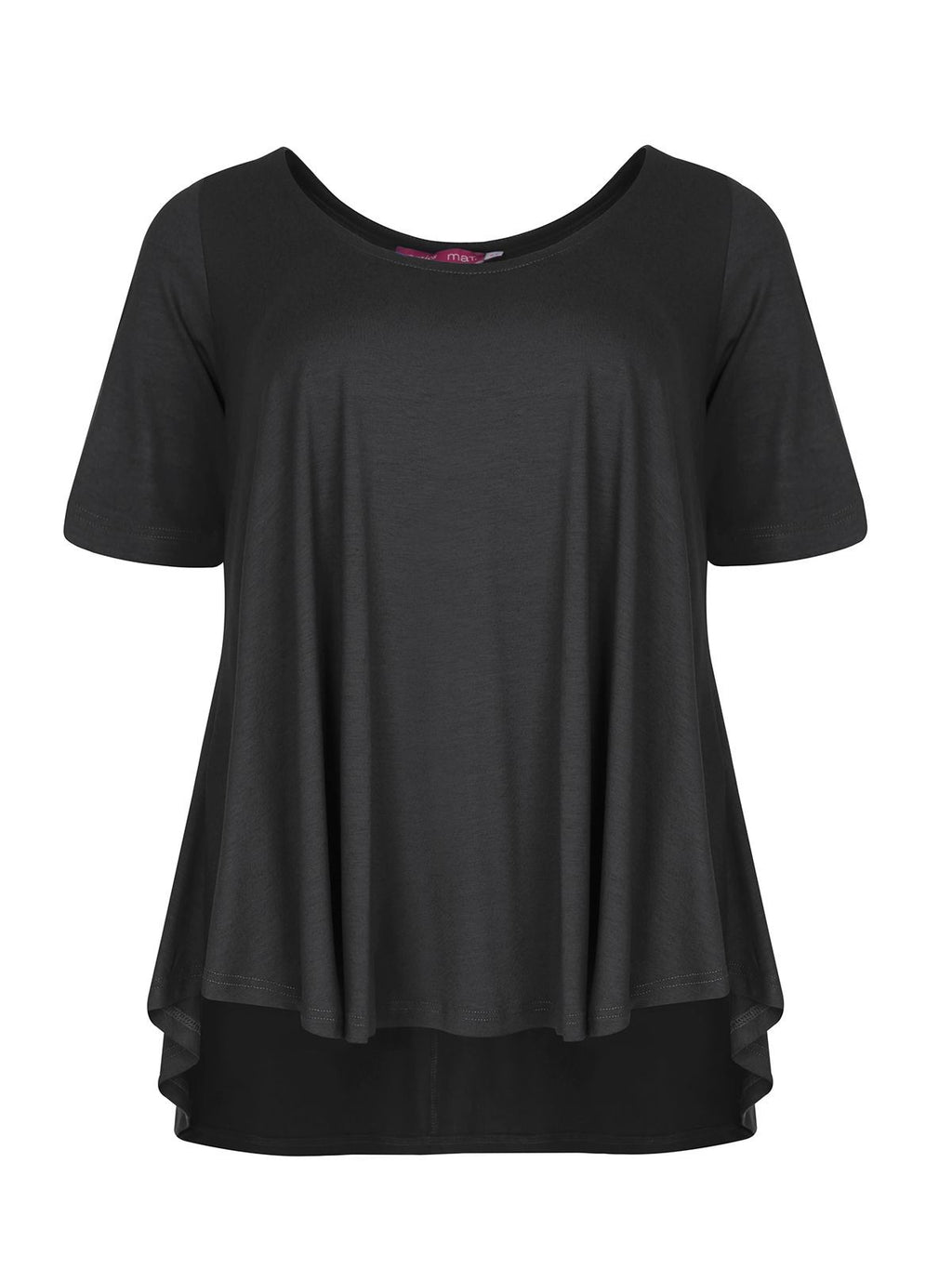 Basic curve hem black top - Mat