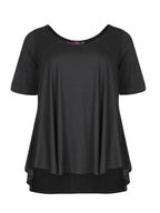 Basic curve hem black top - Mat