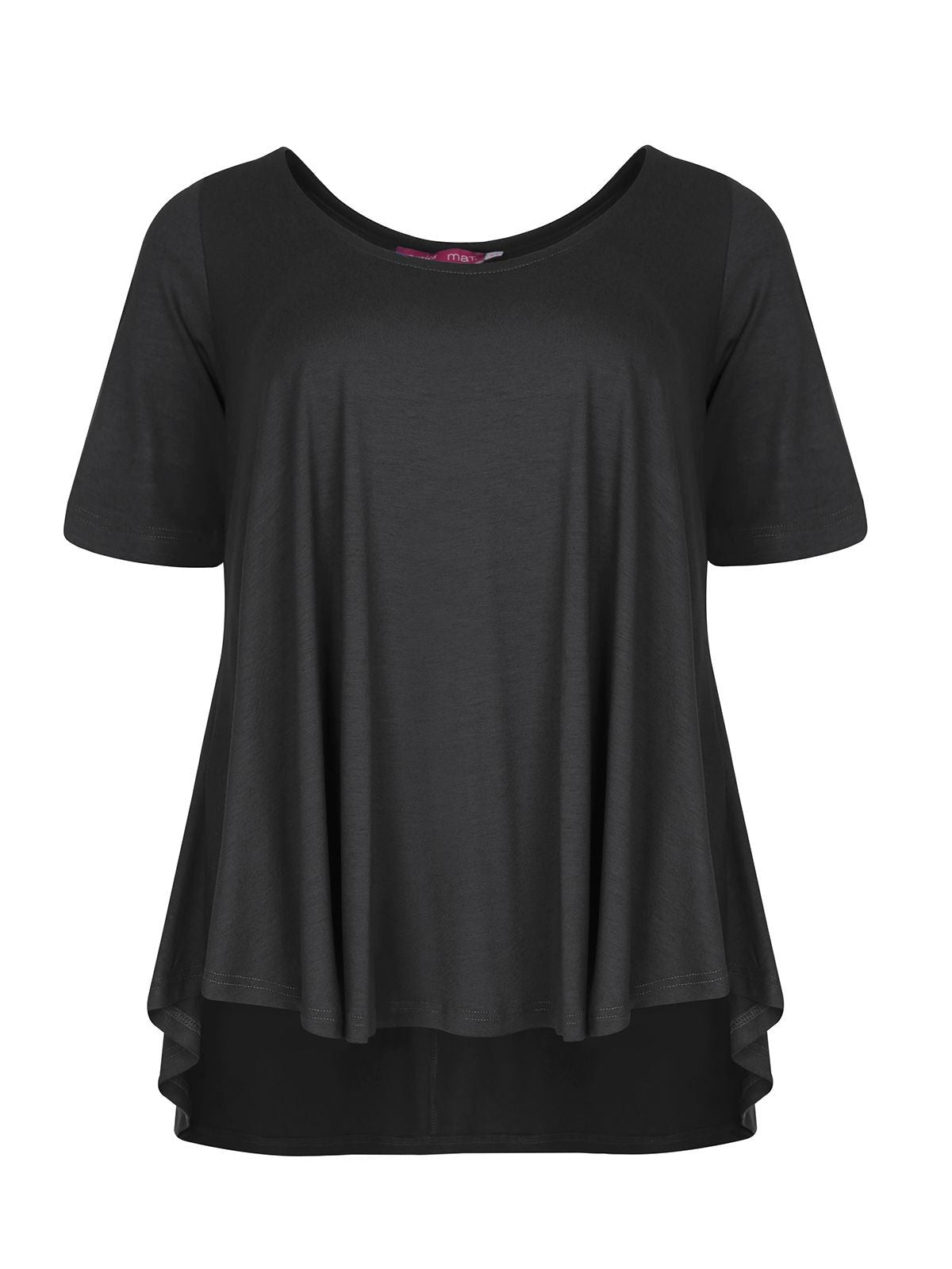 Basic curve hem black top - Mat