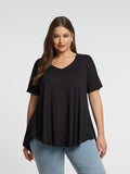 Basic curve hem black top - Mat