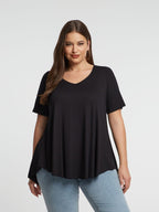 Basic curve hem black top - Mat