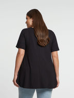 Basic curve hem black top - Mat