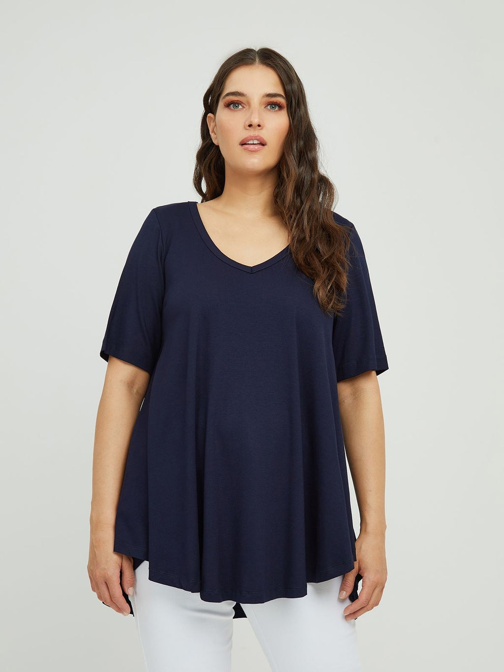 Basic curve hem navy top - Matt
