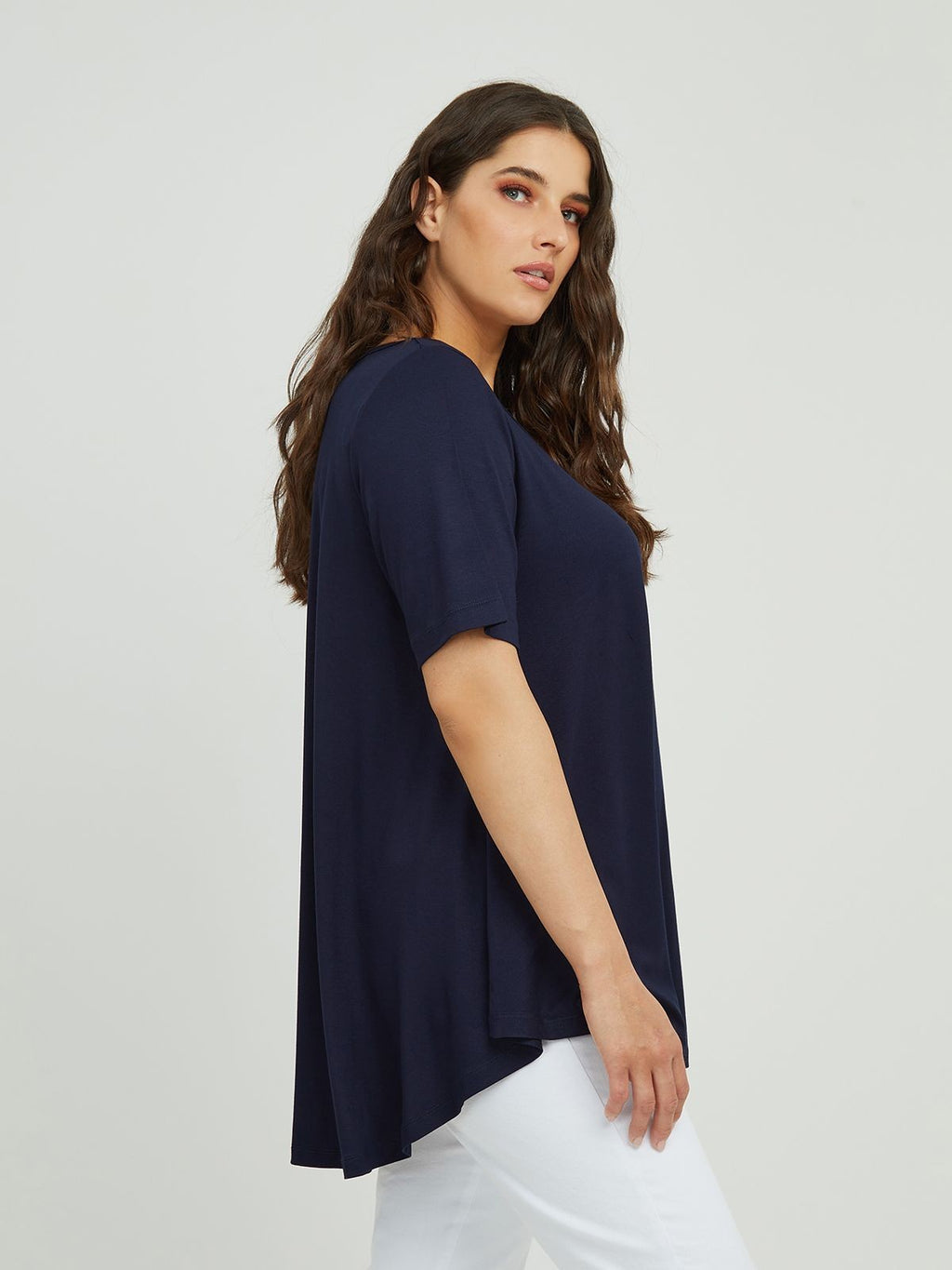 Basic curve hem navy top - Matt