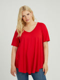 Basic curve hem red top - Mat