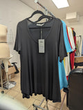 Grey basic top with rounded hem – Matte