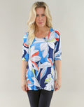 Navy Blue Printed Ity 3/4 Sleeve Top – Michael Tyler