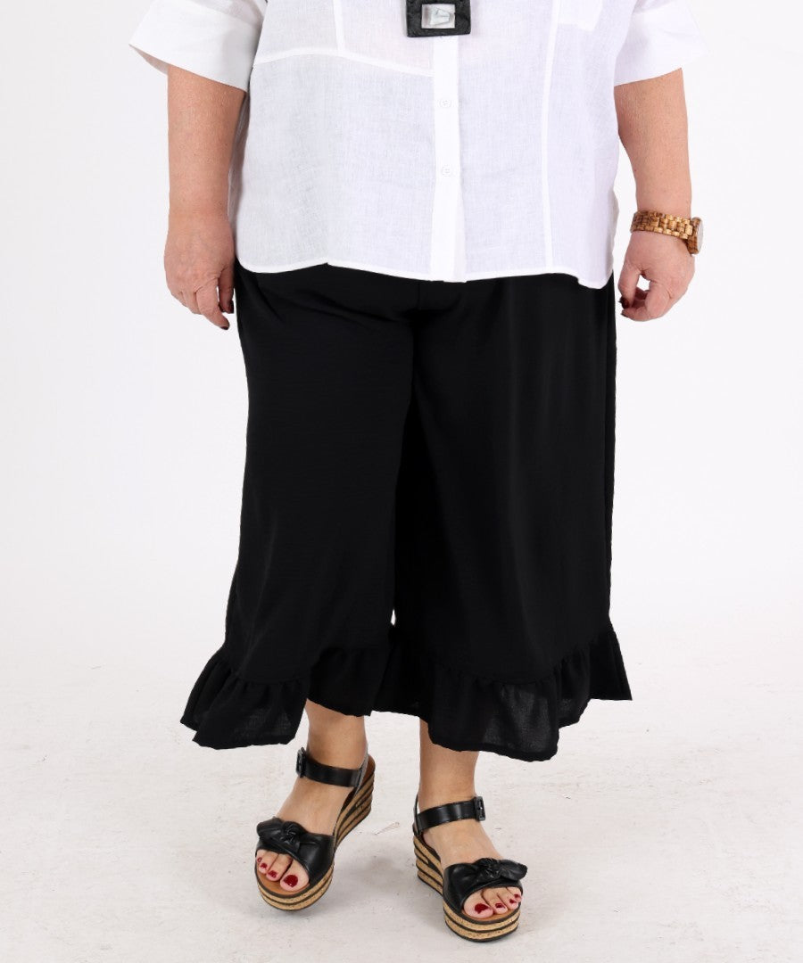 Titou Ruffle Hem Pants Black – G!Ozé