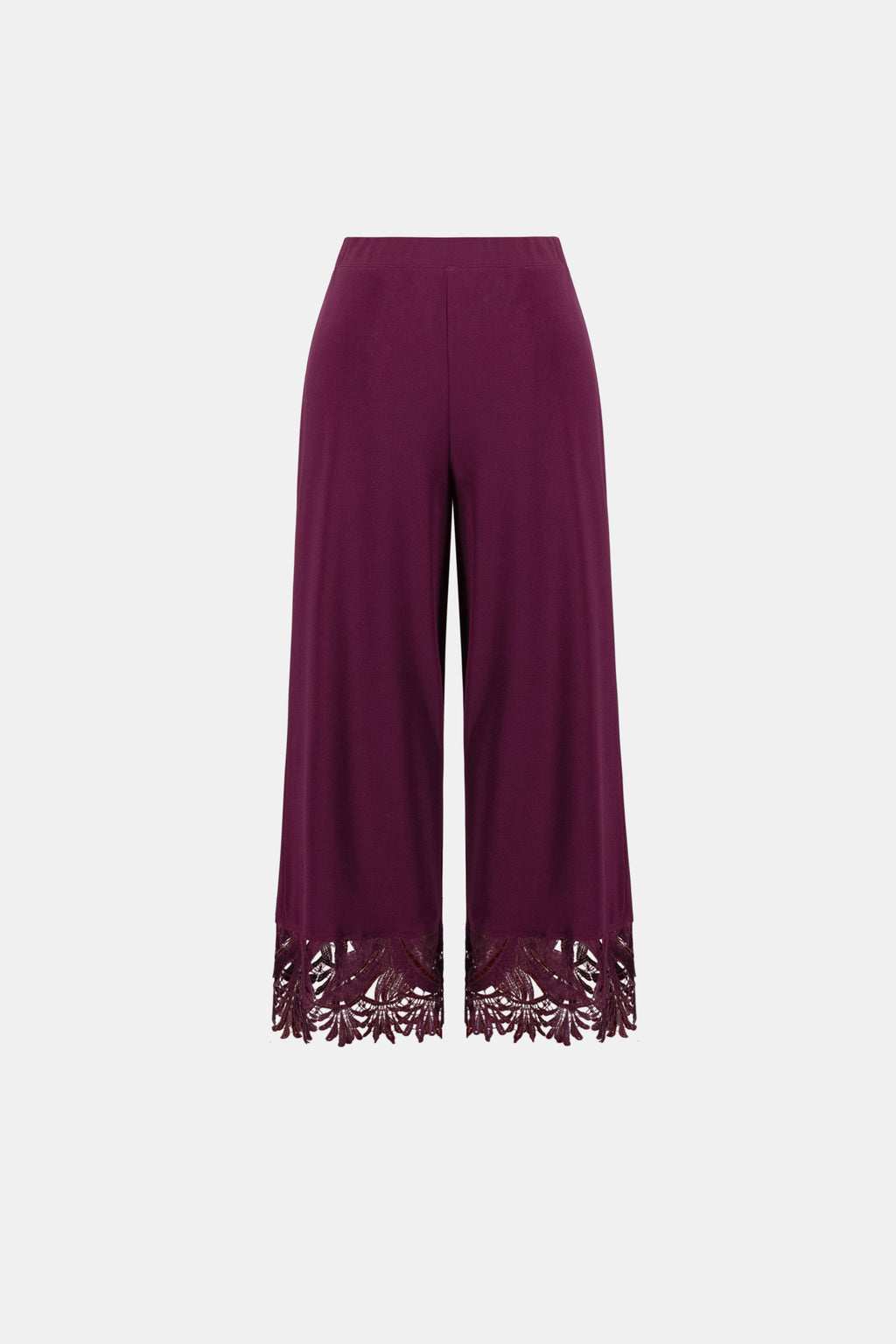 Pantalon-culotte bourgogne à ourlet dentelle - Joseph Ribkoff