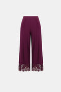 Pantalon-culotte bourgogne à ourlet dentelle - Joseph Ribkoff