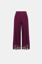 Pantalon-culotte bourgogne à ourlet dentelle - Joseph Ribkoff