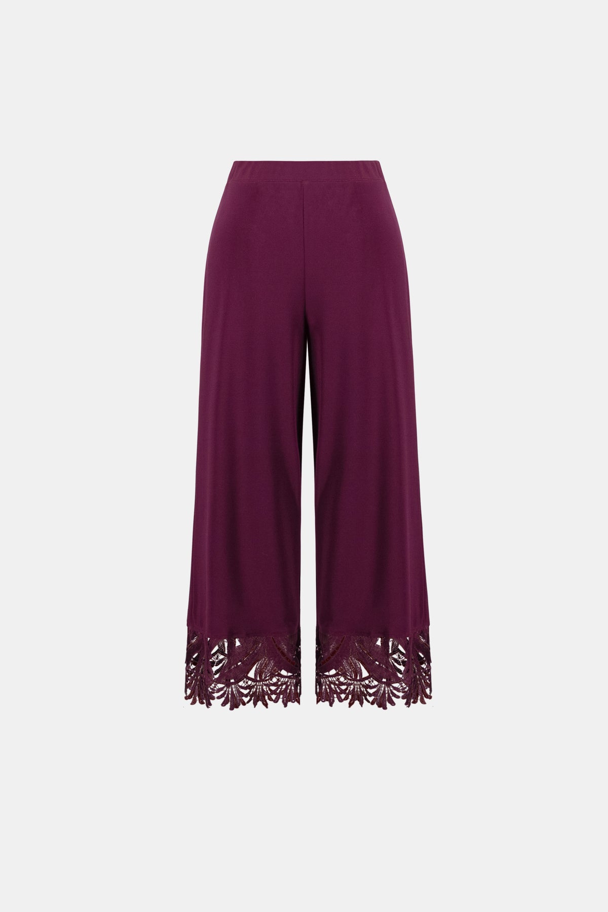 Pantalon-culotte bourgogne à ourlet dentelle - Joseph Ribkoff