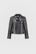 Metallic faux suede moto jacket - Joseph Ribkoff