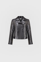 Metallic faux suede moto jacket - Joseph Ribkoff