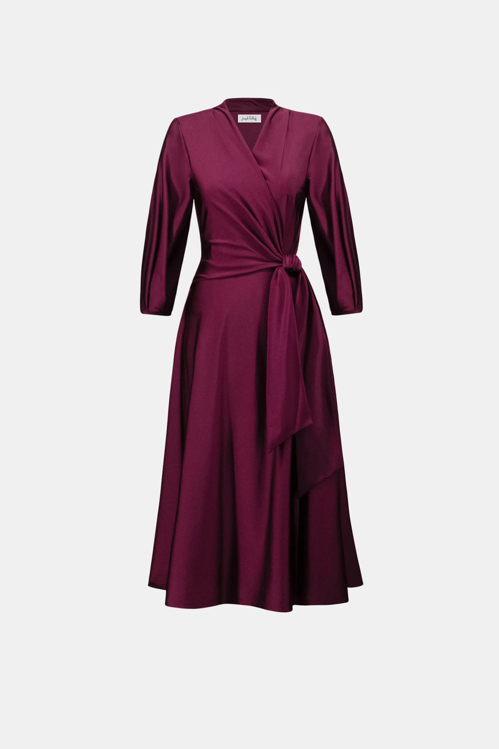 Robe bourgogne cache-cœur fluide en tricot satiné - Joseph Ribkoff