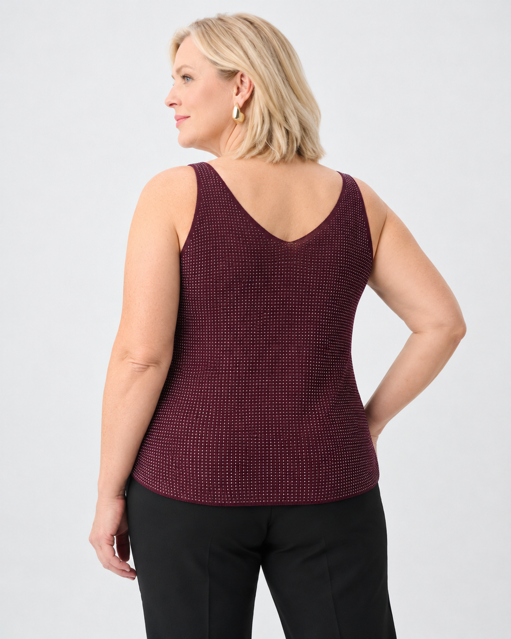 Metallic knit camisole with rhinestones - Joseph Ribkoff