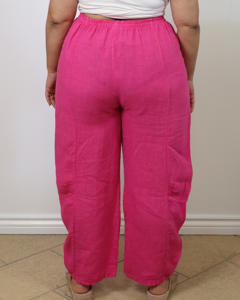 Loose-fitting linen pants Fuchia - Marie la Lune
