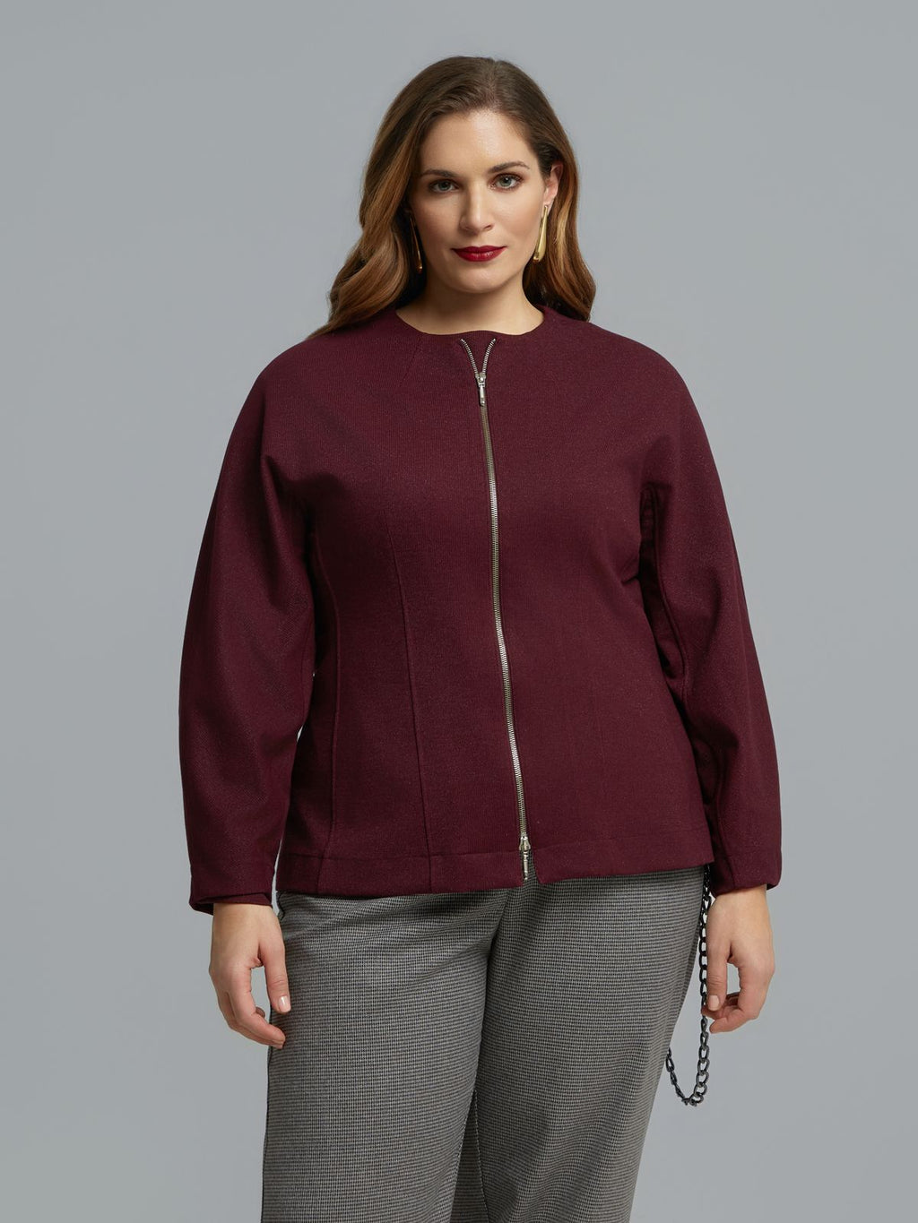 Veste Bordeaux à fermeture éclair Athéna – MAT