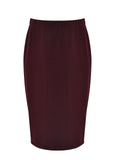 Héra burgundy straight midi skirt with back slit – MAT