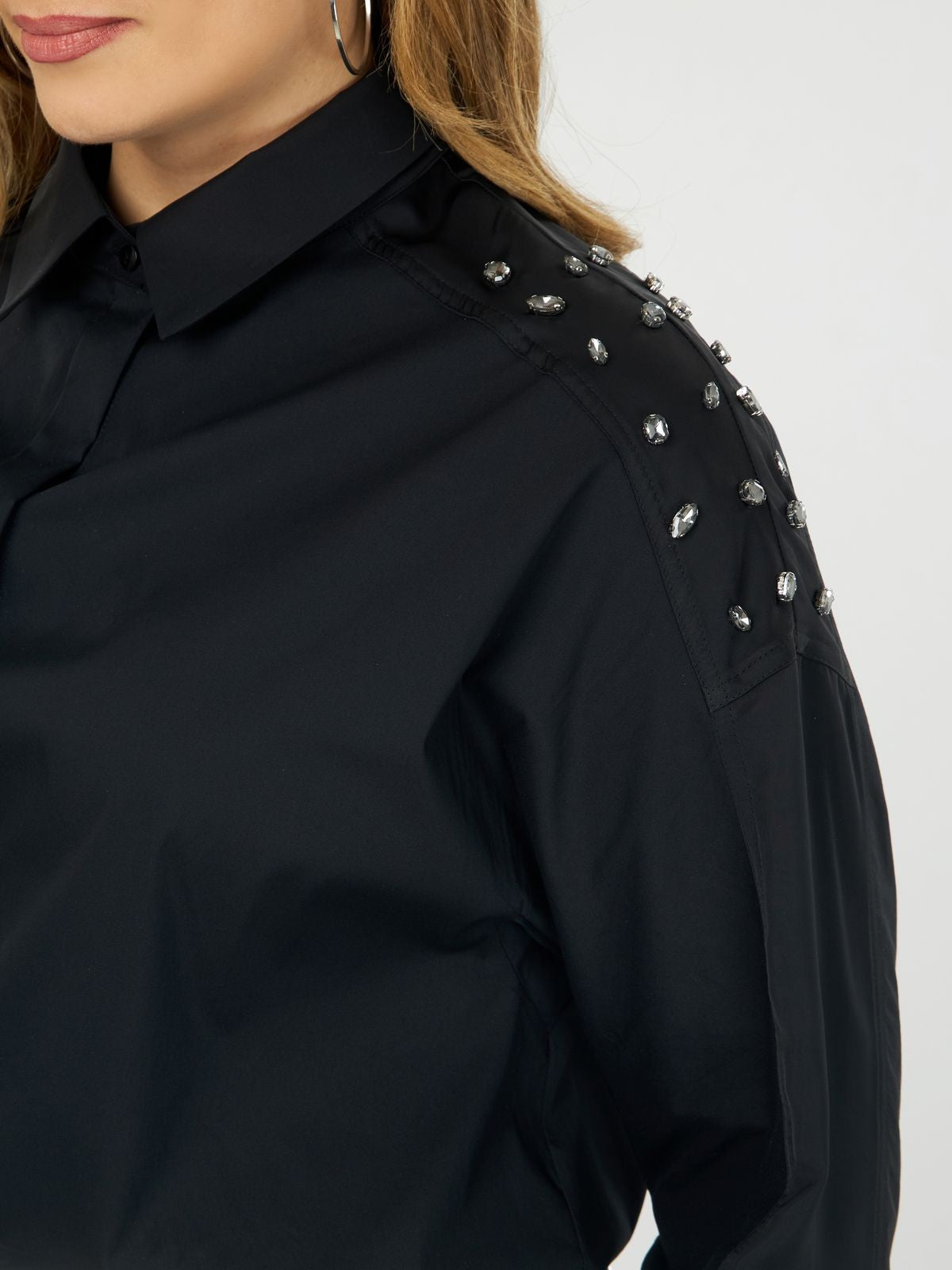 Black shirt with sparkling stones  - MAT