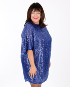Blue dress adorned with sequins - MAT