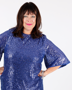 Blue dress adorned with sequins - MAT