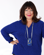 Shimmering royal blue top V neck - Mat