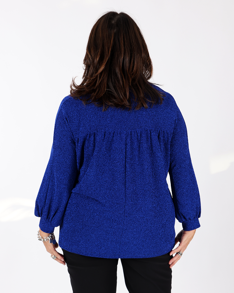 Shimmering royal blue top V neck - Mat