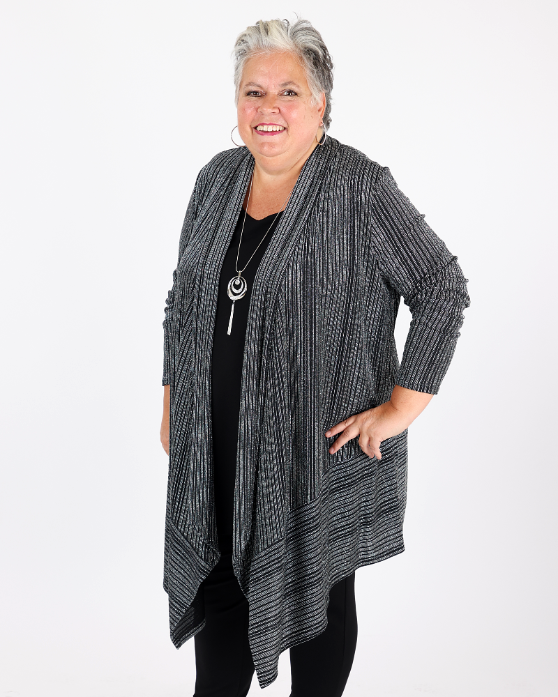 Metallic Open Front Cardigan  - Joseph Ribkoff